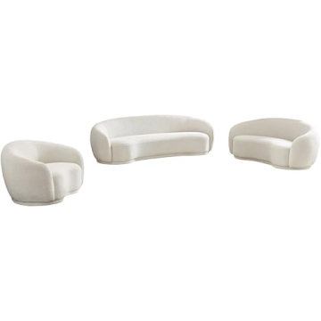 Modern Boucle Accent Chair Cream Rounded Back Contemporary