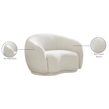 Modern Boucle Accent Chair Cream Rounded Back Contemporary