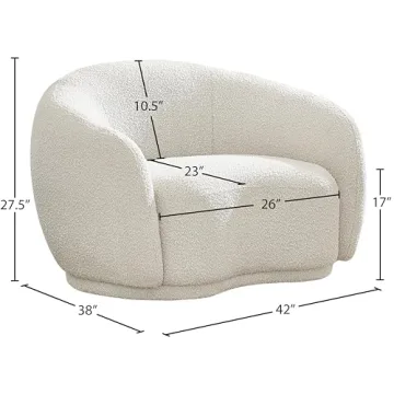 Modern Boucle Accent Chair Cream Rounded Back Contemporary