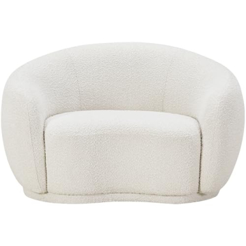 Modern Boucle Accent Chair Cream Rounded Back Contemporary