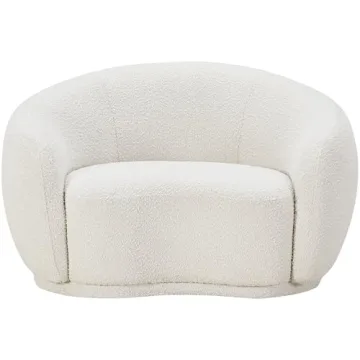 Modern Boucle Accent Chair Cream Rounded Back Contemporary