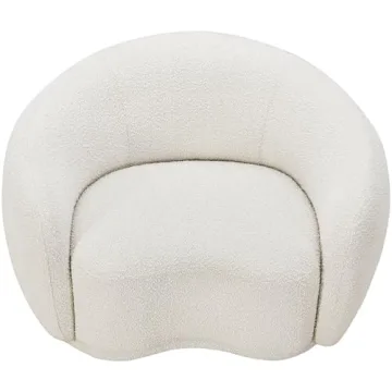 Modern Boucle Accent Chair Cream Rounded Back Contemporary