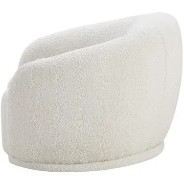Modern Boucle Accent Chair Cream Rounded Back Contemporary