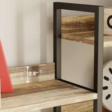 IRONCK Bookcases and Bookshelves Triple Wide 5 Tiers Industrial Bookshelf with Baffles Large Etagere Bookshelf with Metal Frame for Living Room Home Office