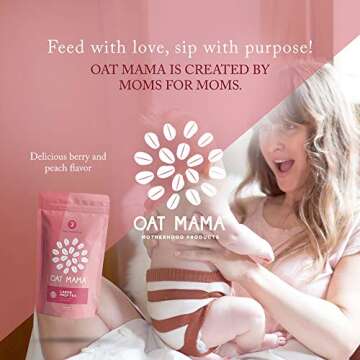 Oat Mama Labor Prep Tea: Peach Berry, Prepares Mind & Body for Birth in Third Trimester | Women Owned, Made in the U.S.A. (Organic Herbs, Raspberry Leaf), 14 Sachets, Makes 28 Cups