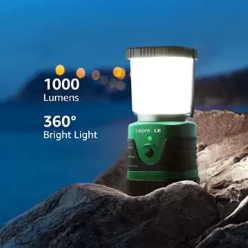 Lighting EVER 1000LM LED Camping Lantern Rechargeable, 4400mAh Power Bank, Camping Essential with 4 ...