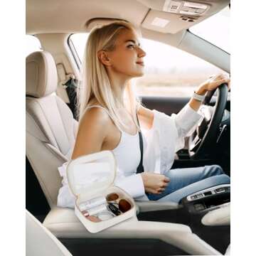 XUGUXA Clear Makeup Bag, Travel Toiletry Organizer with Zipper, Portable Leather Cosmetic Case with ...