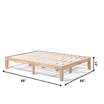 Giantex 14 Inch Queen Wood Platform Bed Frame, Minimalist Mattress Foundation with Solid Rubber Wood...