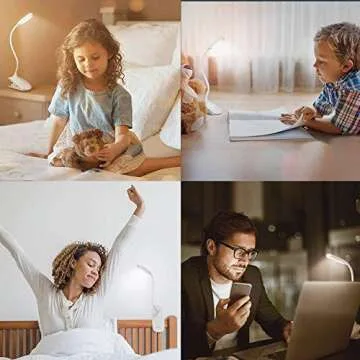 Raniaco Led Clip Reading Book Light Daylight 16 LEDs USB Rechargeable Reading Lamp-3 Brightness,Touch Switch Bedside Book Light with Good Eye Protection Brightness (White)