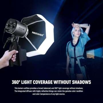 NEEWER 12"/30cm Lantern Softbox with NEEWER Mount (Not Bowens Mount), Quick Release 360° Omnidirectional Light Diffuser Modifier Mini Softbox for MS60 MS60B MS60C MS150B LED Video Studio Light, NS6L