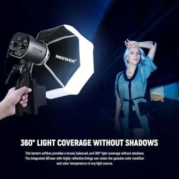 NEEWER 12"/30cm Lantern Softbox with NEEWER Mount (Not Bowens Mount), Quick Release 360° Omnidirectional Light Diffuser Modifier Mini Softbox for MS60 MS60B MS60C MS150B LED Video Studio Light, NS6L