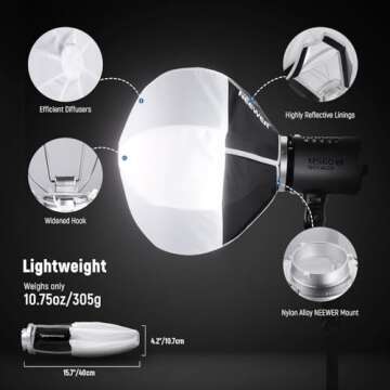 NEEWER 12"/30cm Lantern Softbox with NEEWER Mount (Not Bowens Mount), Quick Release 360° Omnidirectional Light Diffuser Modifier Mini Softbox for MS60 MS60B MS60C MS150B LED Video Studio Light, NS6L