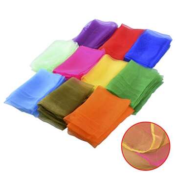 Blovec 30 Pcs Juggling Scarves for Kids, Square Dance Scarf Magic Movement Scarves Performance Props...