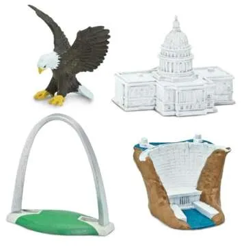 Safari Ltd. USA Super Toob - Toy Figures of Lincoln Memorial, Hoover Dam, Liberty Bell, Alamo, Mt. Rushmore, Statue of Liberty, Capital, White House & More - Educational Toy for Boys, Girls & Kids 3+