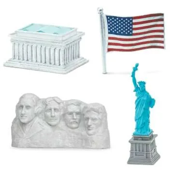 Safari Ltd. USA Super Toob - Toy Figures of Lincoln Memorial, Hoover Dam, Liberty Bell, Alamo, Mt. Rushmore, Statue of Liberty, Capital, White House & More - Educational Toy for Boys, Girls & Kids 3+