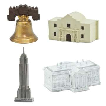 Safari Ltd. USA Super Toob - Toy Figures of Lincoln Memorial, Hoover Dam, Liberty Bell, Alamo, Mt. Rushmore, Statue of Liberty, Capital, White House & More - Educational Toy for Boys, Girls & Kids 3+