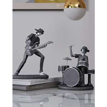 HAUCOZE Music Decor Statue Musician Figurine Piano Sculpture Gifts Home Arts Polyresin 9.5inch