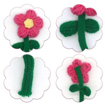 Wepetyo 20 Pcs Crochet Flowers Knitting Flower Appliques Embellishments for DIY Hair Clothes Hats Ba...