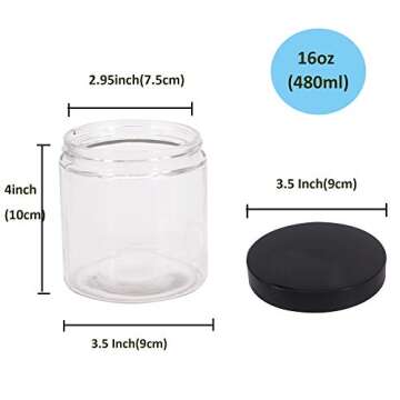 BPFY 6 Pack 16 oz Stylish Glass Kitchen Canisters with Lids for Food Storage