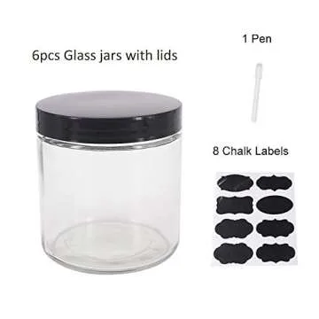 BPFY Stylish 16 oz Glass Jars with Lids for Kitchen Storage