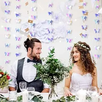 Zonon 3D Butterfly Hanging Garlands Decoration Butterfly Laser Paper Party Streamers Backdrop for Graduation Wedding Birthday Fairly Baby Shower Party Decorations(4 Pieces)