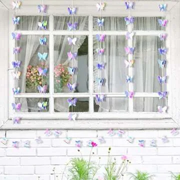 Zonon 3D Butterfly Hanging Garlands Decoration Butterfly Laser Paper Party Streamers Backdrop for Graduation Wedding Birthday Fairly Baby Shower Party Decorations(4 Pieces)