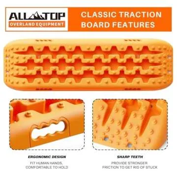 ALL-TOP Recovery Traction Boards, 2PCS & Mounting Kit, Reinforced Off Road Bendable Tire Friction Tracks (3rd Gen,Orange)