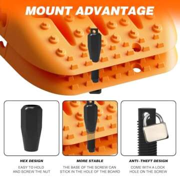 ALL-TOP Recovery Traction Boards, 2PCS & Mounting Kit, Reinforced Off Road Bendable Tire Friction Tracks (3rd Gen,Orange)
