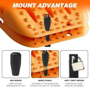ALL-TOP Recovery Traction Boards, 2PCS & Mounting Kit, Reinforced Off Road Bendable Tire Friction Tracks (3rd Gen,Orange)