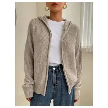 Cozy SOLY HUX Women's Zip Up Hooded Cardigan