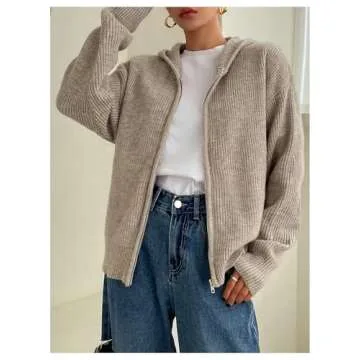 Cozy SOLY HUX Women's Zip Up Hooded Cardigan