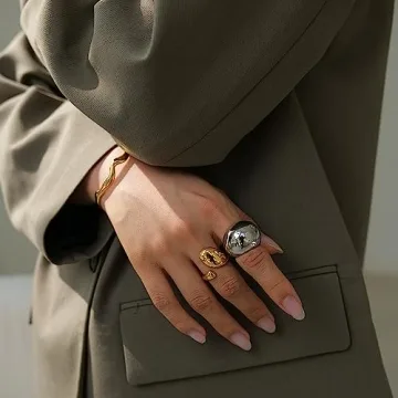 SLOONG Waterdrop Ring 18K Gold Plated Statement Ring