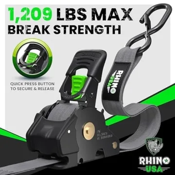 Rhino USA Heavy Duty Retractable Ratchet Straps 4-Pack