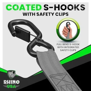 Rhino USA Heavy Duty Retractable Ratchet Straps 4-Pack