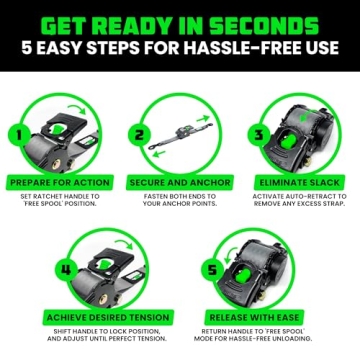 Rhino USA Heavy Duty Retractable Ratchet Straps 4-Pack