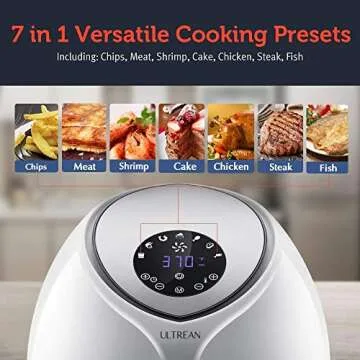 Ultrean 8.5 Quart Electric Air Fryer with 7 Presets, LCD Digital Touch Screen, and Detachable Basket, ETL/UL Certified, 18 Month Warranty, 1700W, White