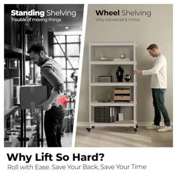 HOMEDANT 5-Tier Metal Rolling Shelf with Adjustable Storage