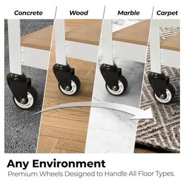 HOMEDANT 5-Tier Metal Rolling Shelf with Adjustable Storage