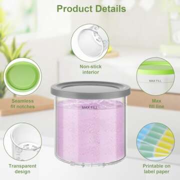4 Pack Creami Pint Containers and Lids for Ninja, Compatible with Ninja NC299 NC300 Series Creami Maker Maker Machine Accessories, BPA Free & Dishwasher Safe, Assorted Colors