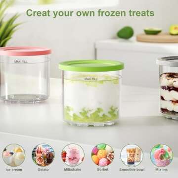 4 Pack Creami Pint Containers and Lids for Ninja, Compatible with Ninja NC299 NC300 Series Creami Maker Maker Machine Accessories, BPA Free & Dishwasher Safe, Assorted Colors