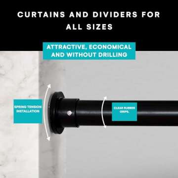 Room/Dividers/Now Tension Curtain Rod, Adjustable Heavy-Duty Tension Rod No Drilling Required, 120-1...