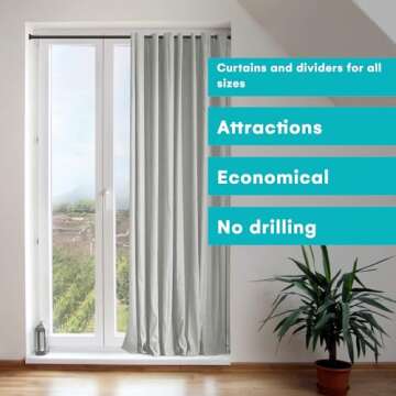 Room/Dividers/Now Tension Curtain Rod, Adjustable Heavy-Duty Tension Rod No Drilling Required, 120-150 Inches, Black Curtain Tension Rod with Strong Hold and Easy Setup for Windows, Closets and Spaces