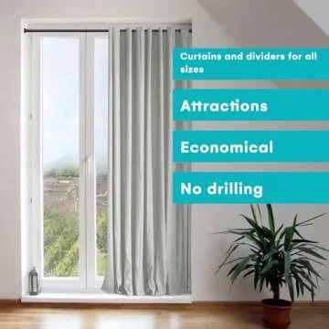 Room/Dividers/Now Tension Curtain Rod, Adjustable Heavy-Duty Tension Rod No Drilling Required, 120-150 Inches, Black Curtain Tension Rod with Strong Hold and Easy Setup for Windows, Closets and Spaces