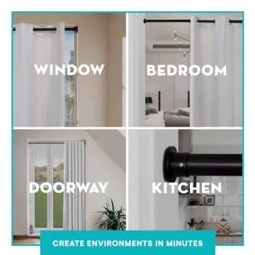 Room/Dividers/Now Tension Curtain Rod, Adjustable Heavy-Duty Tension Rod No Drilling Required, 120-150 Inches, Black Curtain Tension Rod with Strong Hold and Easy Setup for Windows, Closets and Spaces