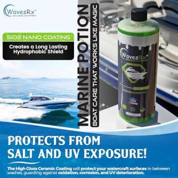 WavesRx Salt Neutralizing Boat Soap & Jet Ski Wash with SiO2 Surface Protection (EpicWash+) | Marine Grade Cleaner Removes Salt & Contaminants | Protective Ceramic Coating Prevents Buildup & UV Damage