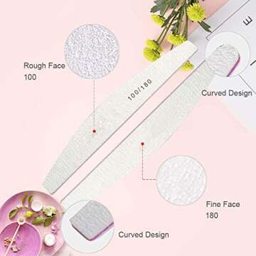 Nail Files Nail Buffer Fingernail File Emery Board 100 180 Grit Double Sided Bulk Salon Best Large Pack Professional Set Nail Boards Kit Quality Long Natural Lot Manicure Pedicure Beauty Tool Women