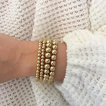 Elegant 14k Gold Plated Adjustable Bracelets Set for Women