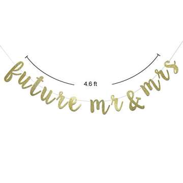 Future Mr & Mrs Banner for Engagement Bridal Shower Bride and Groom Party Decorations Pre-Strung Sig...