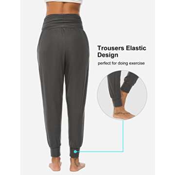 DIBAOLONG Womens Yoga Sweatpants Loose Workout Joggers Pants Comfy Lounge Pants with Pockets Dark Gray S
