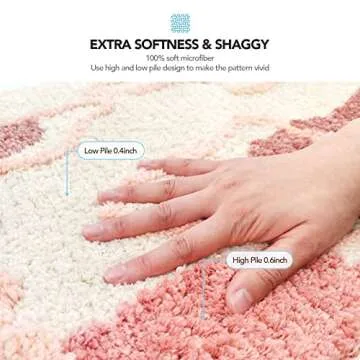 ANNARUGER Bathroom Rug, Extra Soft Shaggy Bath Rug, Ultra Absorbent Microfiber Bathroom Floor Mat, Machine Wash, Bath Mat for Bathroom Non Slip for Tub, Shower, Bath Room (20"x 32", Beige Red)